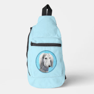 Bandolera Saluki Pintura Plata Feathered Original Perro Arte