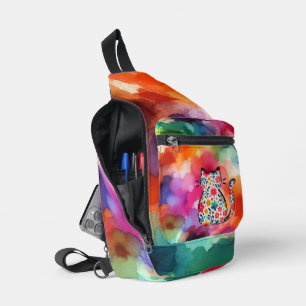 Bandolera Silhouette Floral Cat