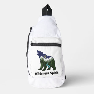 Bandolera Silueta del oso espíritu salvaje Bosque rústico