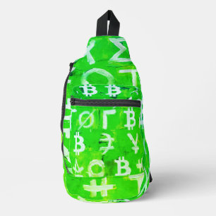 Bandolera Símbolos de Bitcoin (beneficio brillante verde - 1
