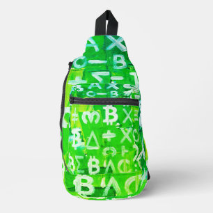 Bandolera Símbolos de Bitcoin (Beneficio Brillante Verde - 6