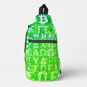 Bandolera Símbolos de Bitcoin (beneficio brillante verde - 7