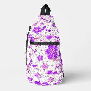 Bandolera Simple estampa de acuarela floral púrpura y rosa