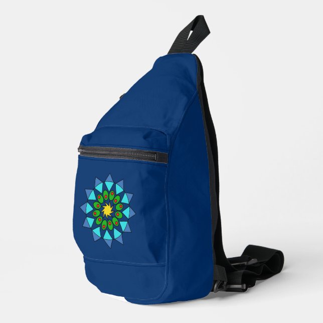 Bandolera Sling Bag - Mandala azul y verde (Esquina derecha)
