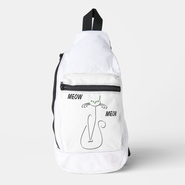 Bandolera Slinky Black Cat Meow Meow Personalizado Textos Oj (Anverso)
