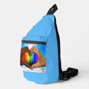 Bandolera SlipperyJoe gradiente de corazón de arcoíris vívid