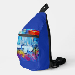 Bandolera SlipperyJoe NYC grafiti luna rodeada de remolinos