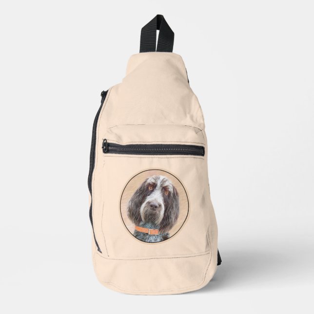 Bandolera Spinone Italiano Pintando Arte De Perro Marrón Cut (Anverso)