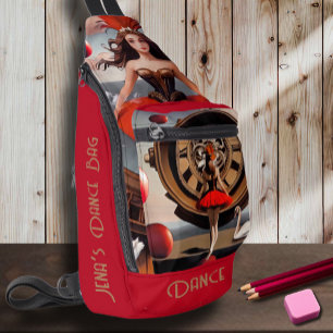 Bandolera Steampunk Red Watercolor Ballerina Sling Bag