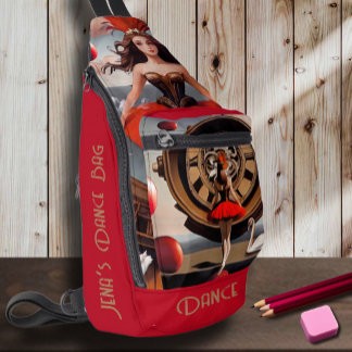 Bandolera Steampunk Red Watercolor Ballerina Sling Bag