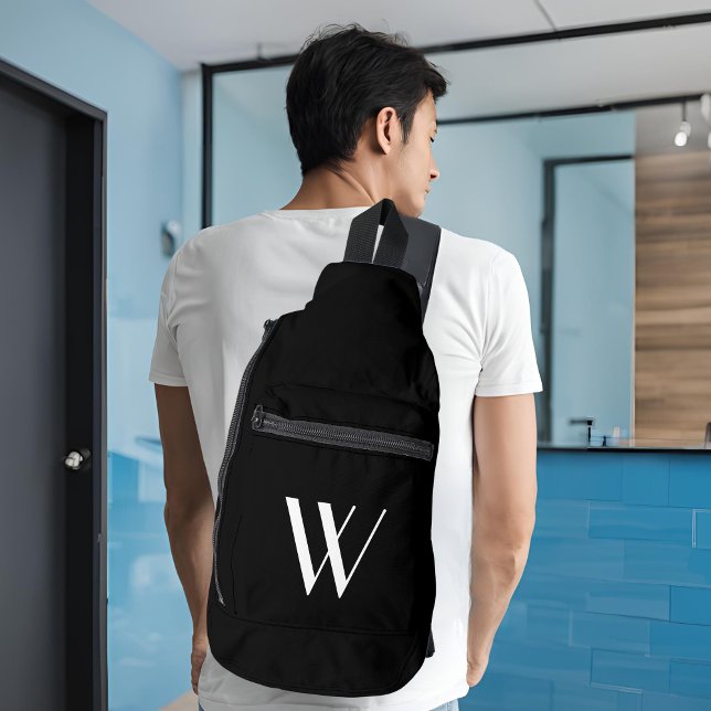 Bandolera Su monograma en blanco y negro (Subido por el creador)