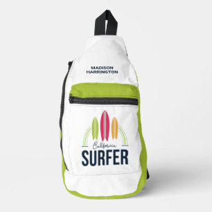 Bandolera Surfista de nombre y ubicación personalizado