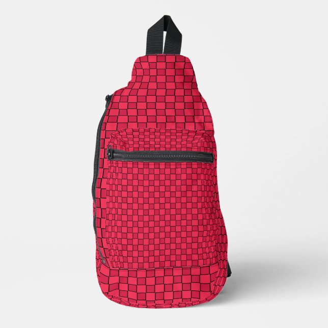 Bandolera Tablero de ajedrez rojo negro (Anverso)