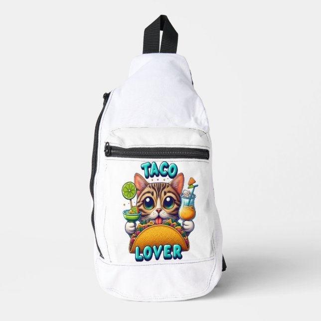 Bandolera Taco Lover Cat Con Bebida Refresca (Anverso)