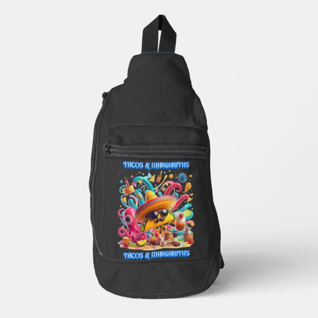 Bandolera tacos y margaritas de lentes de sol y sombrero (Anverso)