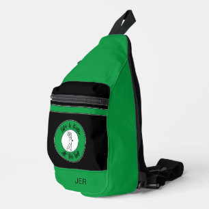 Bandolera Tee de Golf Golf Deportes Monograma Divertido Negr