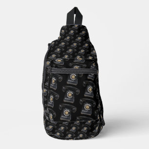 Bandolera Teléfono rotario negro vintage