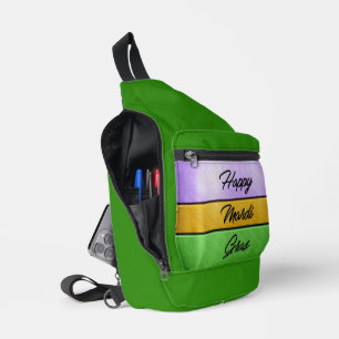 Bandolera Tema audaz de Mardi Gras de SlipperyJoe's púrpura