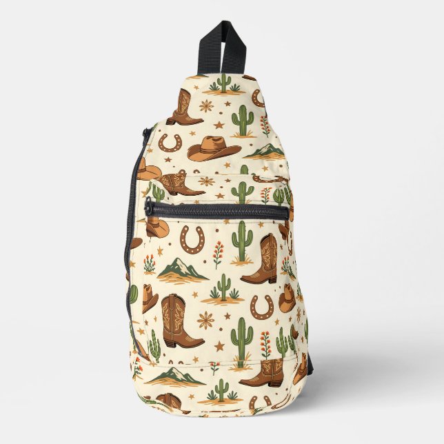 Bandolera Tema de país occidental con cactus (Anverso)