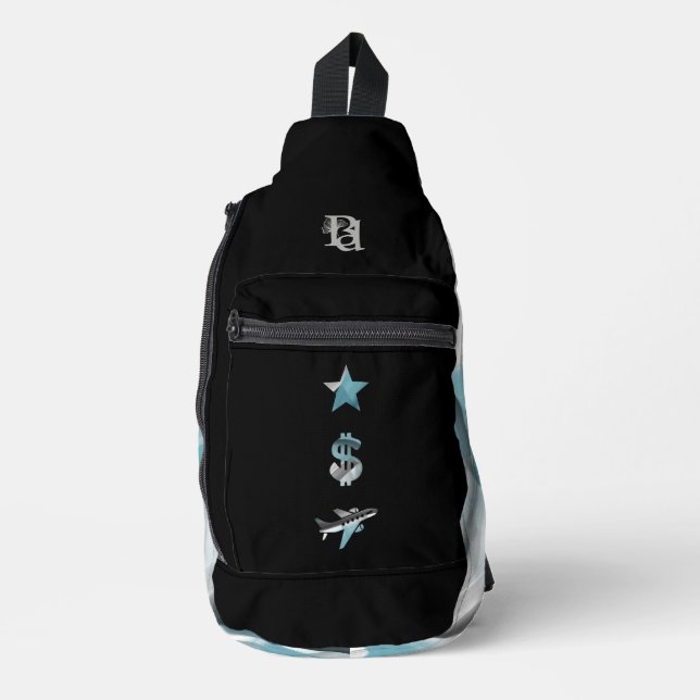 Bandolera Tendencia RICH Sling Bag Resumen Océano Azul (Anverso)