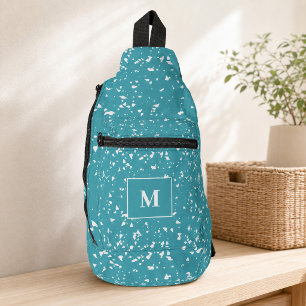 Bandolera Terrazo Turquesa Monograma Personalizado