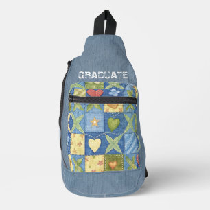 Bandolera Textura de Denim Azul claro en mosaico