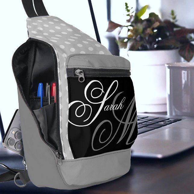 Bandolera Tipografía del guión Monograma blanco gris negro (Subido por el creador)