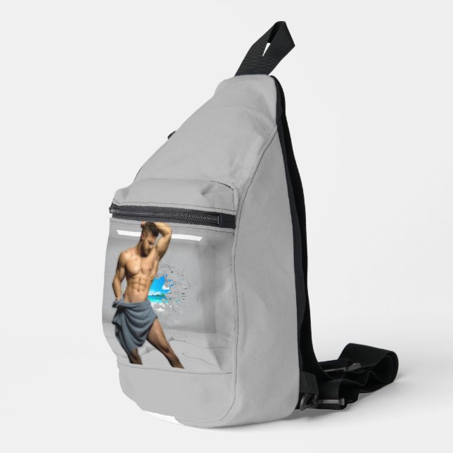 Bandolera Toalla de hombre de SlipperyJoe rota pared de ladr (Esquina derecha)