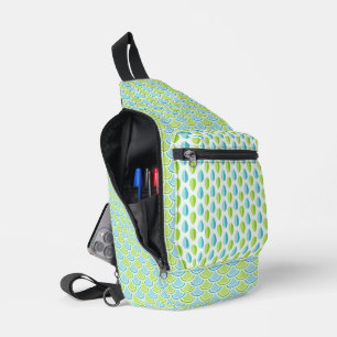 BANDOLERA TONOS DE AZUL Y VERDE PATRON DE VENERA Y LÁGRIMA