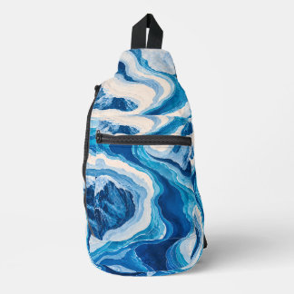 Bandolera Topografía abstracta de glaciar azul y dorado Cut