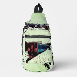 Bandolera Tren amarillo y turquesa