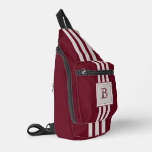 Bandolera Triple Raya Gris en Burgundy Otoñal con Monograma