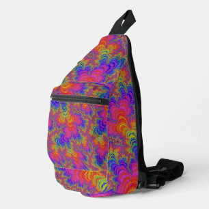 Bandolera Trippy Funky Bold Vibrante Rainbow Abstrtal