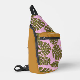 Bandolera Tropical Palma Rosa Verde Marrón