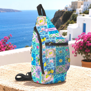 Bandolera Turquesa Azulejo Citrus Mediterráneo Siciliano