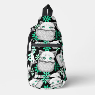 Bandolera Un gato lindo y juguetón al máximo desde un bolsil