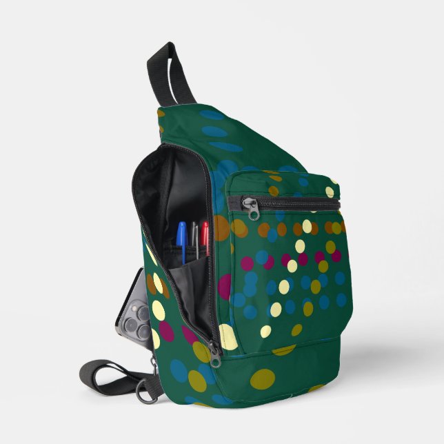 Bandolera Verde Bosque Profundo de Moda con Lunares de Múlti (Abierto)