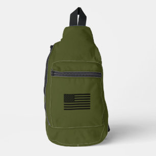 Bandolera Verde militar con bandera estadounidense