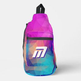 Bandolera Vibrante Azul Púrpura Geométrico Monograma Persona