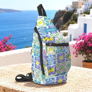 Bandolera Vibrante Citrus Siciliano Mediterráneo Azulejo
