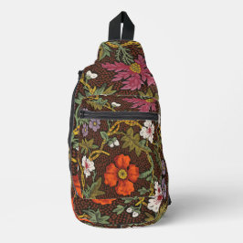 Bandolera Victorian Botanical Drawing Floral Accessory Pouch