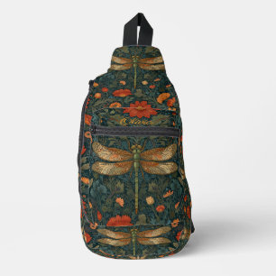 Bandolera Vintage libélula naranja vegetación floral moda bo