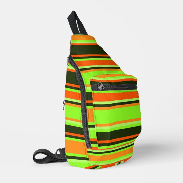 Bandolera Vivid Lime, Naranja y Tangerine Striped Sew Bag (Esquina izquierda)