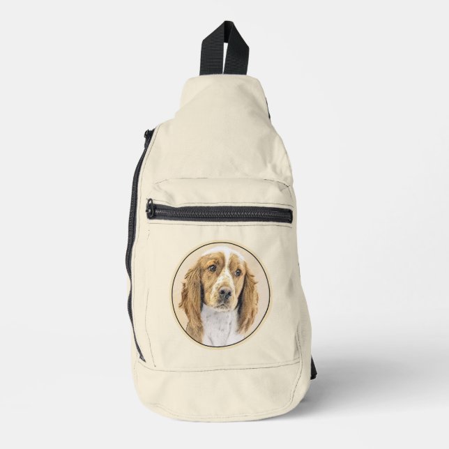 Bandolera Welsh Springer Spaniel Pintura original de arte de (Anverso)