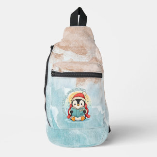Bandolera Whimsical Penguin Reader Artistic Sling Bag