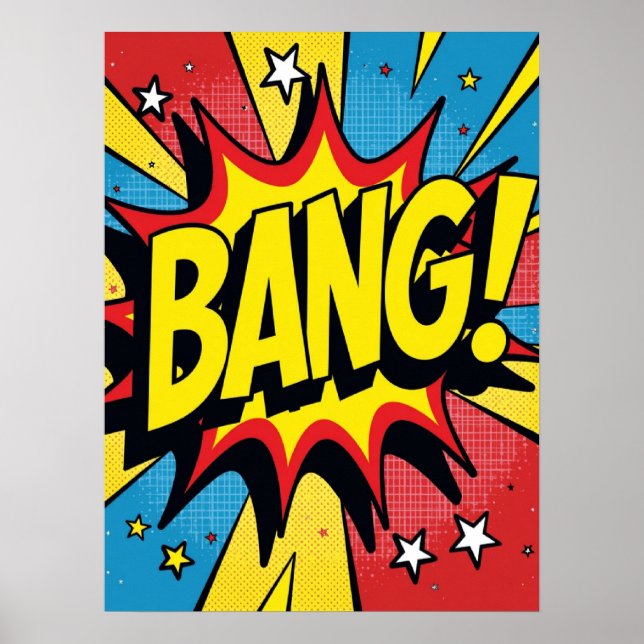 'BANG' de arte pop retro Poster de acción (Frente)
