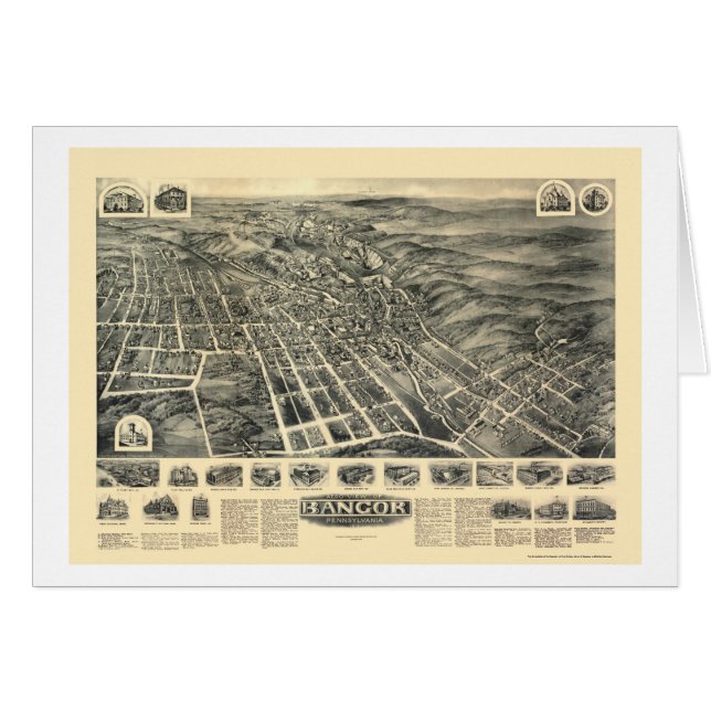 Bangor, mapa panorámico del PA - 1918 (Anverso (Horizontal))