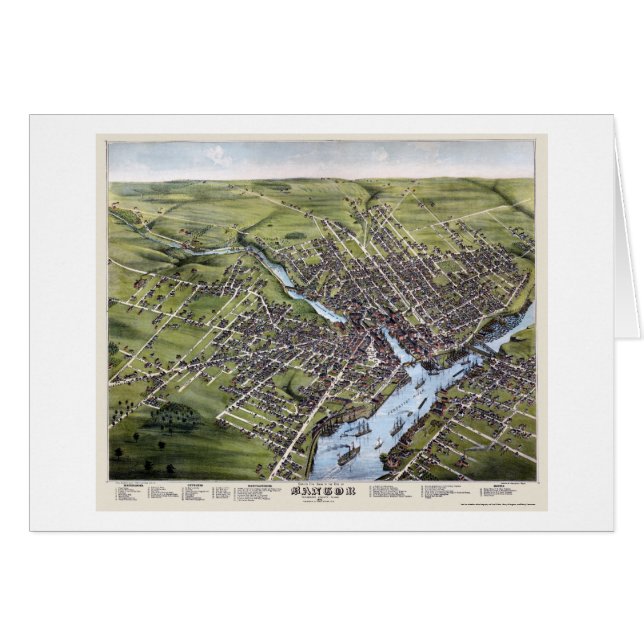 Bangor, YO mapa panorámico - 1875 (Anverso (Horizontal))
