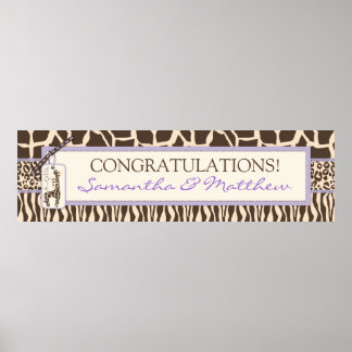 Banner Baby Shower de impresión de animales y jira