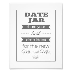 Banner Date Jar Boda Rótulo Foto Imprimir - Gris